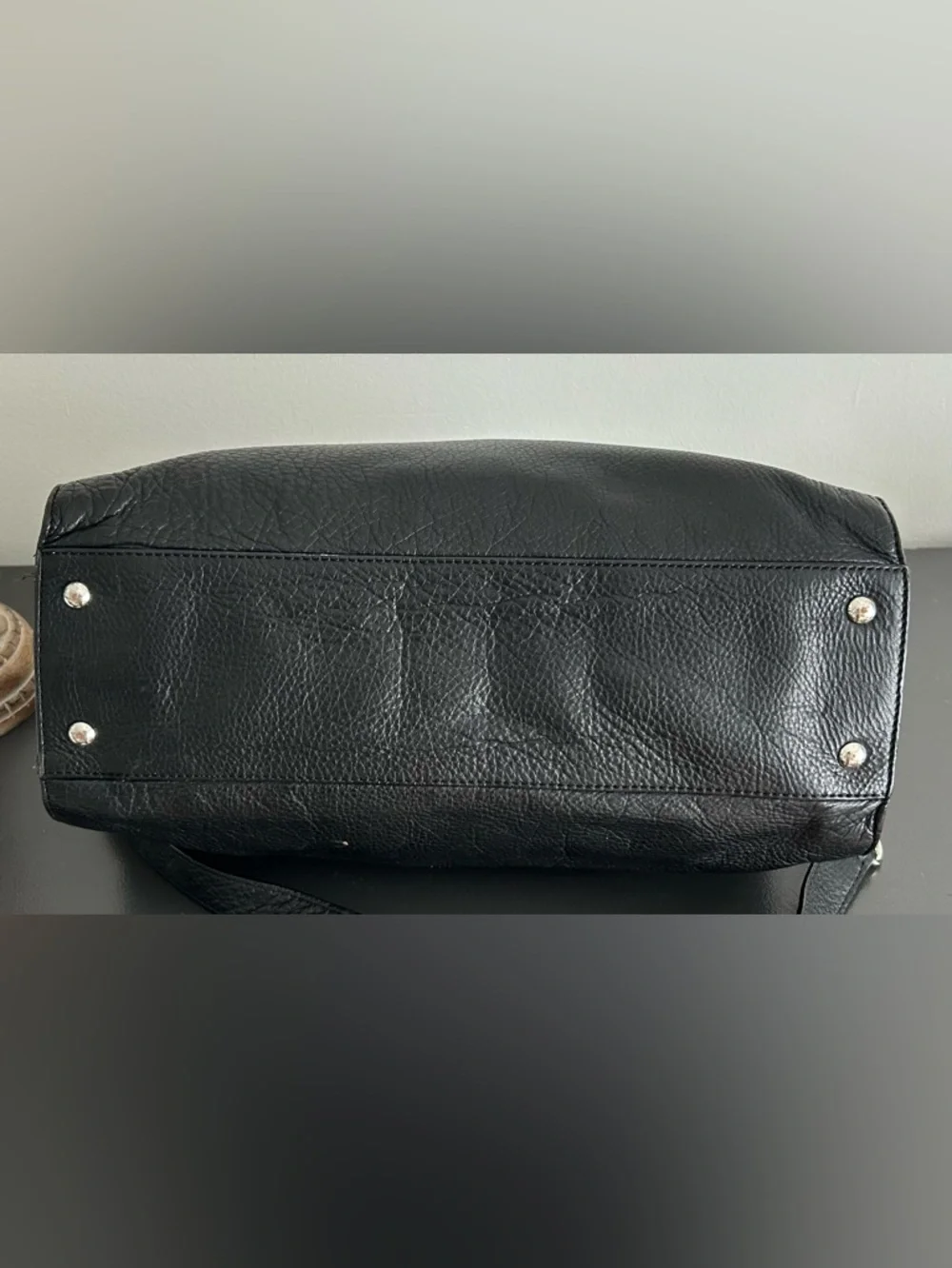 Michael Kors Hamilton Black Pebbled Leather Satchel CrossbodySilver Hardware